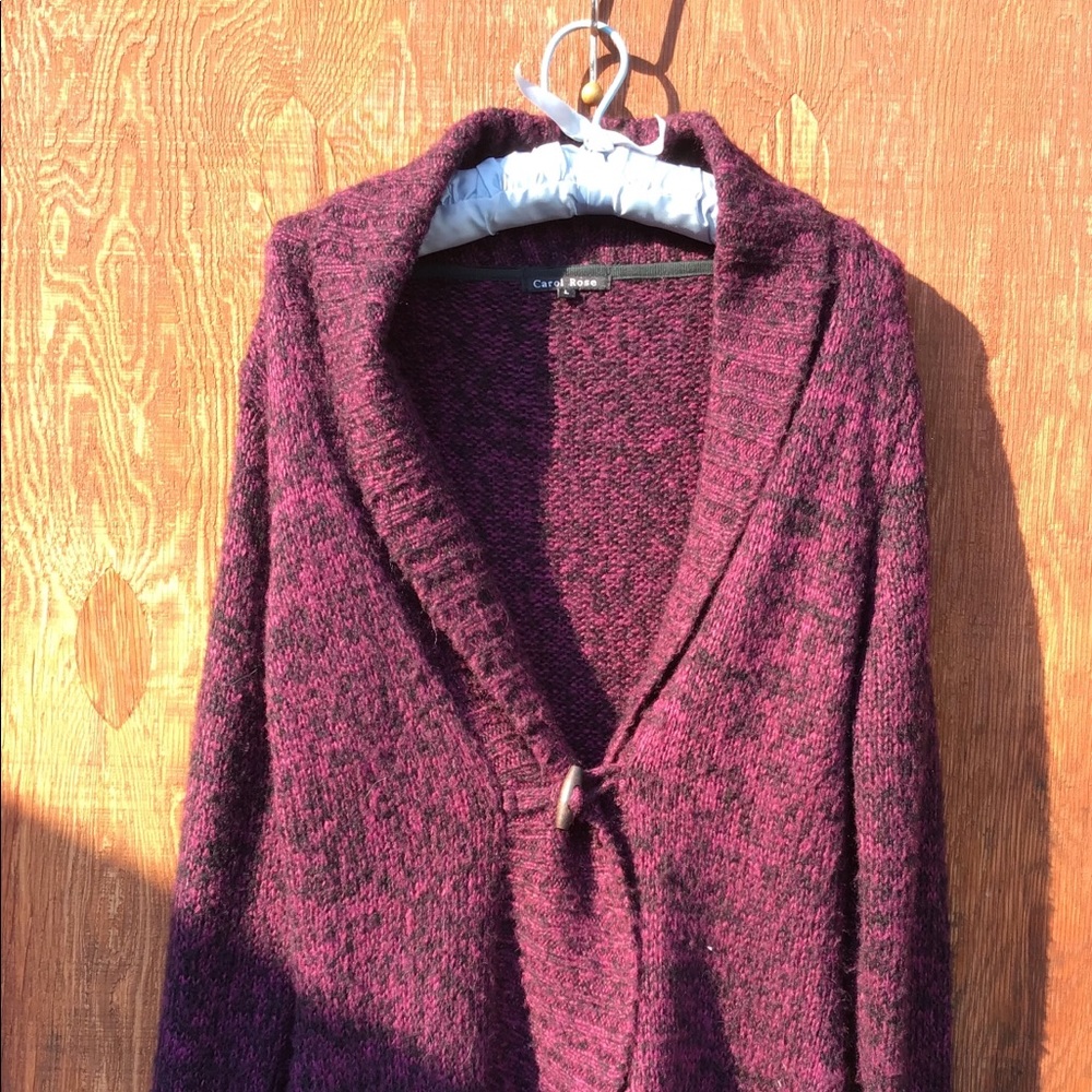 Snuggly acrylic sweater w/plunging neckline